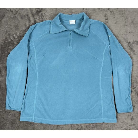 Columbia Blue Quarter Zip Fleece Jumper Mens XXL Pullover Outdoor Hiking Warm - Picture 1 of 4